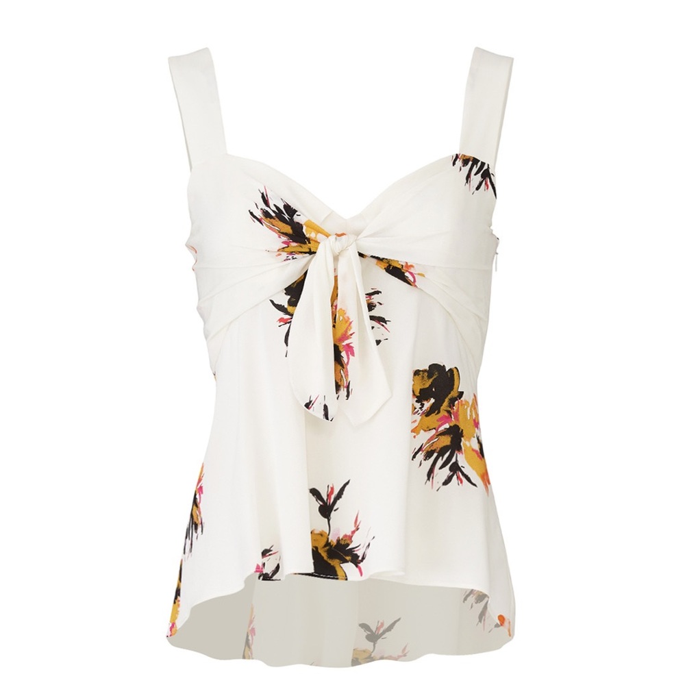 A.L.C. Nova Silk Blouse 8 White Peach Pink